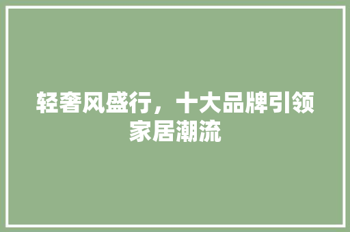 轻奢风盛行，十大品牌引领家居潮流 轻奢风盛行，十大品牌引领家居潮流 MI家设计指南