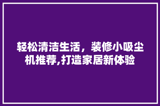 轻松清洁生活，装修小吸尘机推荐,打造家居新体验 轻松清洁生活，装修小吸尘机推荐,打造家居新体验 MI家装修攻略