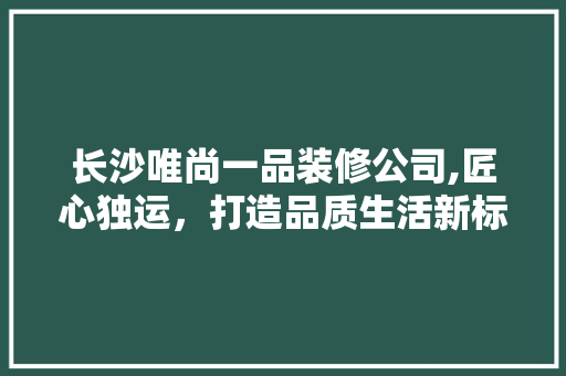 长沙唯尚一品装修公司,匠心独运，打造品质生活新标杆 长沙唯尚一品装修公司,匠心独运，打造品质生活新标杆 MI家装修攻略