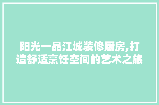阳光一品江城装修厨房,打造舒适烹饪空间的艺术之旅