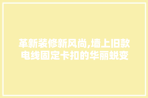革新装修新风尚,墙上旧款电线固定卡扣的华丽蜕变 革新装修新风尚,墙上旧款电线固定卡扣的华丽蜕变 MI家装修攻略