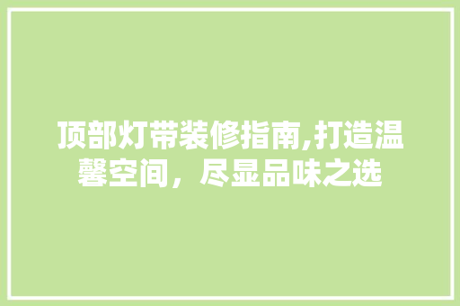 顶部灯带装修指南,打造温馨空间，尽显品味之选 顶部灯带装修指南,打造温馨空间，尽显品味之选 MI家装修经验