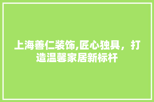 上海善仁装饰,匠心独具，打造温馨家居新标杆 上海善仁装饰,匠心独具，打造温馨家居新标杆 MI家设计百科