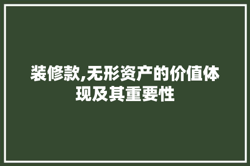 装修款,无形资产的价值体现及其重要性 装修款,无形资产的价值体现及其重要性 MI家设计指南