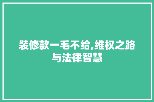 装修款一毛不给,维权之路与法律智慧 装修款一毛不给,维权之路与法律智慧 MI家装修经验