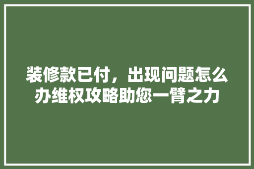 装修款已付，出现问题怎么办维权攻略助您一臂之力 装修款已付，出现问题怎么办维权攻略助您一臂之力 MI家公司推荐