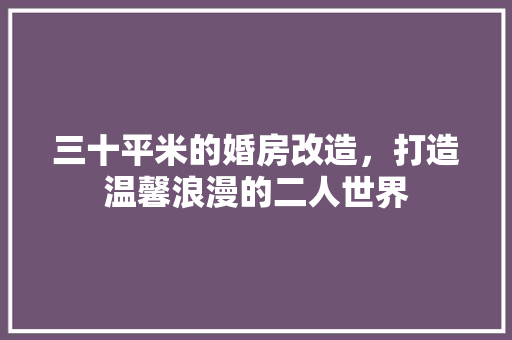三十平米的婚房改造，打造温馨浪漫的二人世界