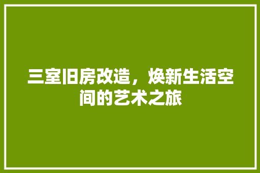 三室旧房改造，焕新生活空间的艺术之旅