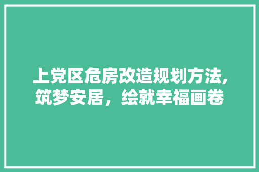 上党区危房改造规划方法,筑梦安居，绘就幸福画卷