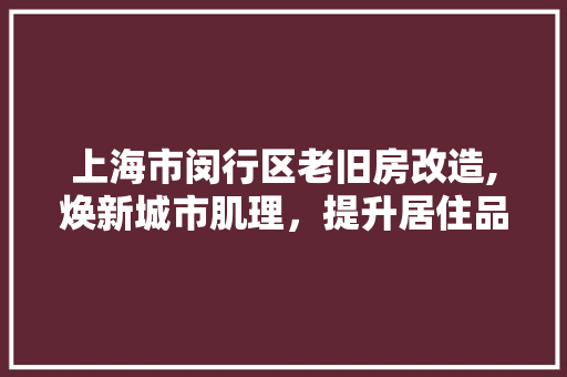 上海市闵行区老旧房改造,焕新城市肌理，提升居住品质