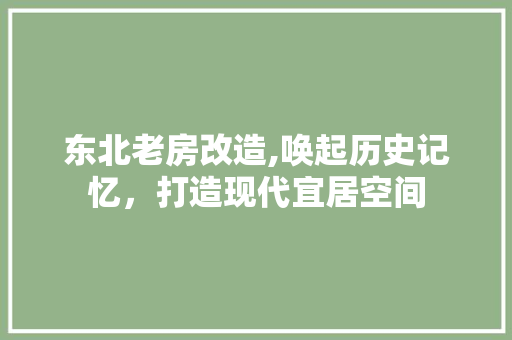 东北老房改造,唤起历史记忆，打造现代宜居空间