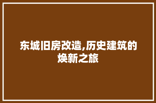 东城旧房改造,历史建筑的焕新之旅(东城旧房改造,历史建筑的焕新之旅是什么)
