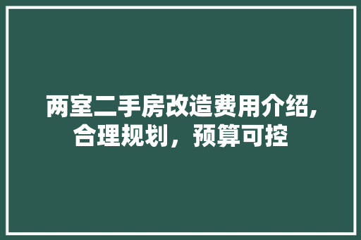 两室二手房改造费用介绍,合理规划，预算可控
