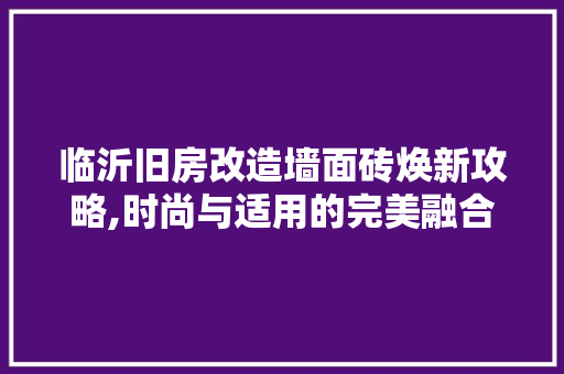 临沂旧房改造墙面砖焕新攻略,时尚与适用的完美融合(临沂旧房改造装修)