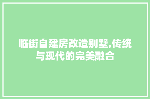 临街自建房改造别墅,传统与现代的完美融合