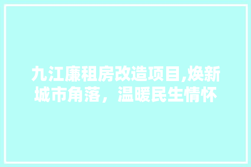 九江廉租房改造项目,焕新城市角落，温暖民生情怀