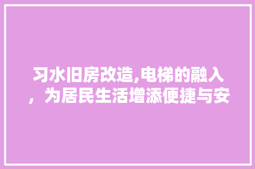 习水旧房改造,电梯的融入，为居民生活增添便捷与安全