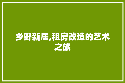 乡野新居,租房改造的艺术之旅