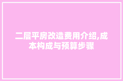 二层平房改造费用介绍,成本构成与预算步骤