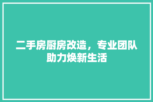 二手房厨房改造，专业团队助力焕新生活