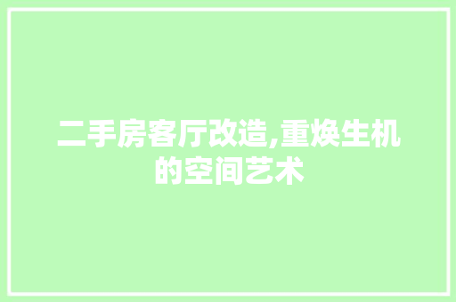 二手房客厅改造,重焕生机的空间艺术