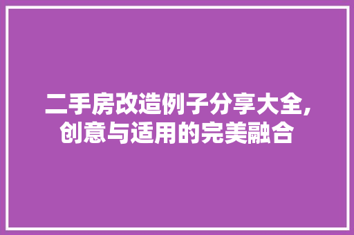 二手房改造例子分享大全,创意与适用的完美融合