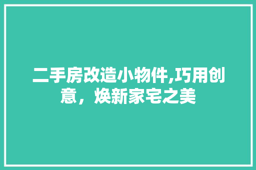 二手房改造小物件,巧用创意，焕新家宅之美