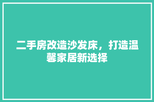 二手房改造沙发床，打造温馨家居新选择
