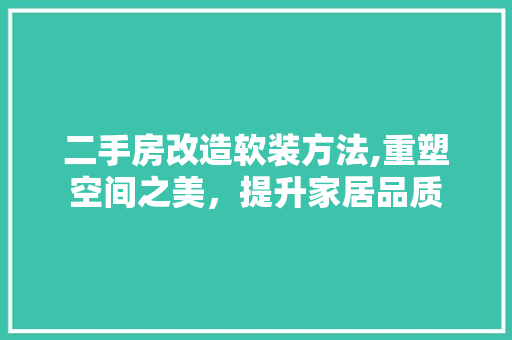 二手房改造软装方法,重塑空间之美，提升家居品质