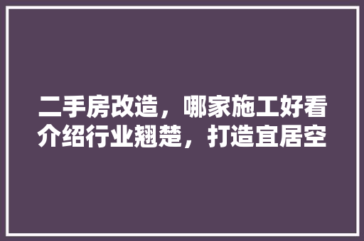 二手房改造，哪家施工好看介绍行业翘楚，打造宜居空间(二手房改造公司哪家好)