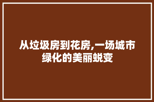 从垃圾房到花房,一场城市绿化的美丽蜕变
