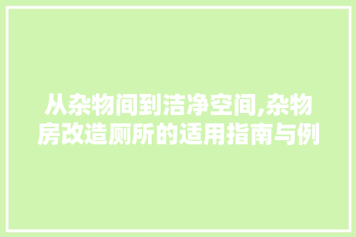 从杂物间到洁净空间,杂物房改造厕所的适用指南与例子分享