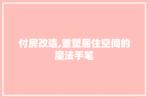 付房改造,重塑居住空间的魔法手笔