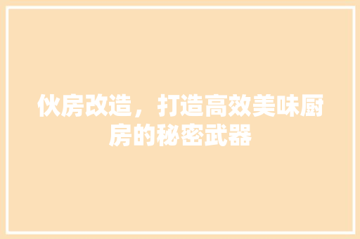 伙房改造，打造高效美味厨房的秘密武器