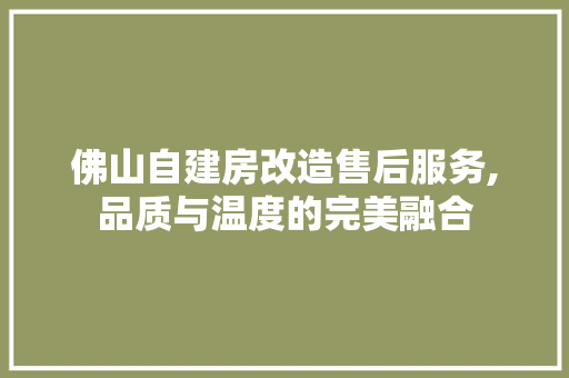 佛山自建房改造售后服务,品质与温度的完美融合