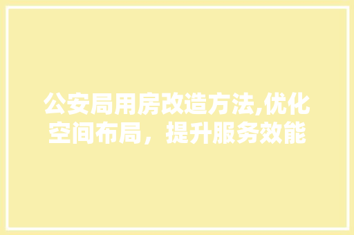 公安局用房改造方法,优化空间布局，提升服务效能(公安用房规范化建设)