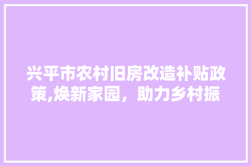 兴平市农村旧房改造补贴政策,焕新家园，助力乡村振兴