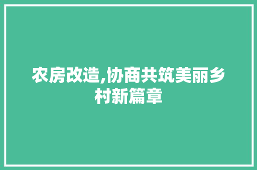 农房改造,协商共筑美丽乡村新篇章 MI家设计百科