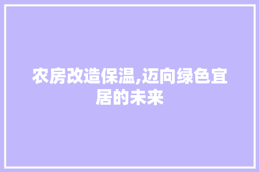 农房改造保温,迈向绿色宜居的未来 MI家公司推荐
