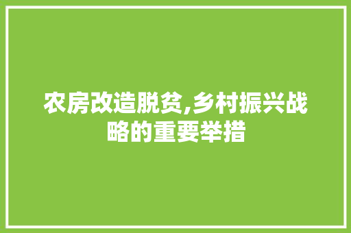 农房改造脱贫,乡村振兴战略的重要举措