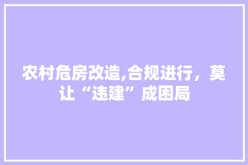 农村危房改造,合规进行，莫让“违建”成困局