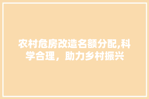 农村危房改造名额分配,科学合理，助力乡村振兴