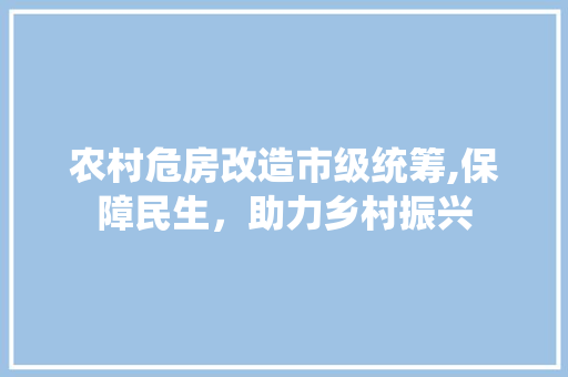 农村危房改造市级统筹,保障民生，助力乡村振兴