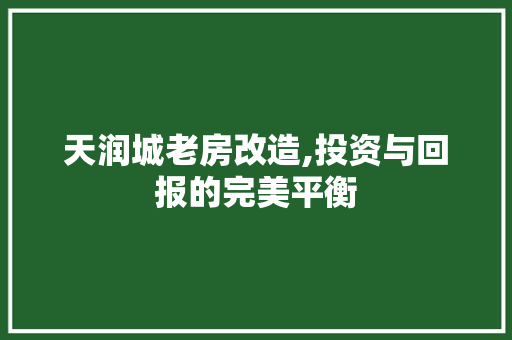 天润城老房改造,投资与回报的完美平衡