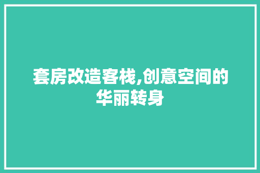 套房改造客栈,创意空间的华丽转身(套房改造算不算违法)