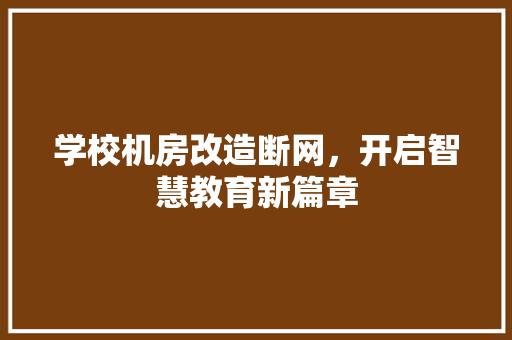 学校机房改造断网，开启智慧教育新篇章(学校机房改造方案)