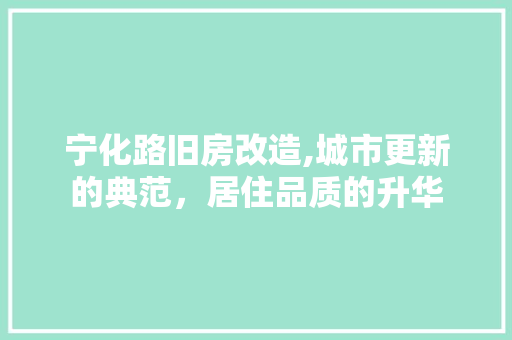 宁化路旧房改造,城市更新的典范，居住品质的升华