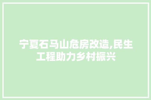 宁夏石马山危房改造,民生工程助力乡村振兴