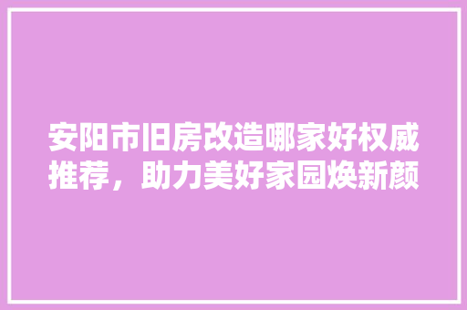 安阳市旧房改造哪家好权威推荐，助力美好家园焕新颜
