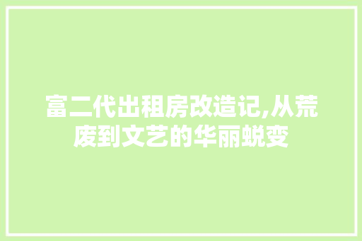 富二代出租房改造记,从荒废到文艺的华丽蜕变(出租屋改造博主)